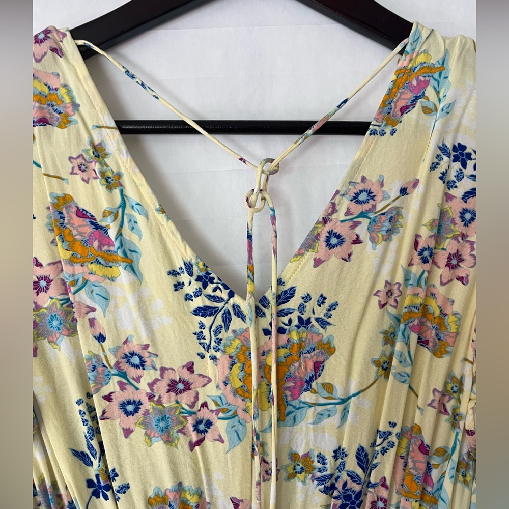 Floral Twist Front Cutout Maxi Dress - Yellow Floral size S - Picture 3 of 10